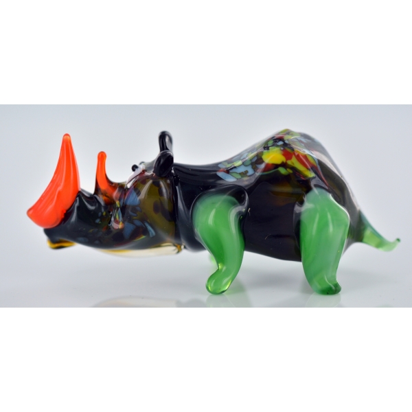 Nashorn Schwarz - Rhinozeros Glasfigur - Glastier