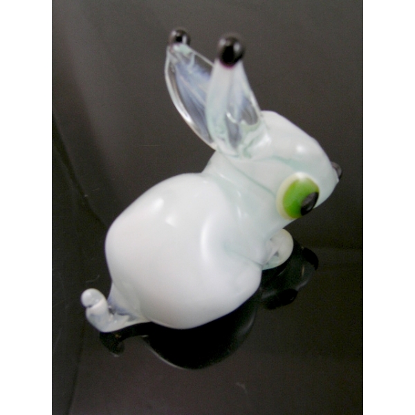 Hase Weiß - Glas Figur Weißes Kaninchen Setzkasten Glücksbringer Häschen