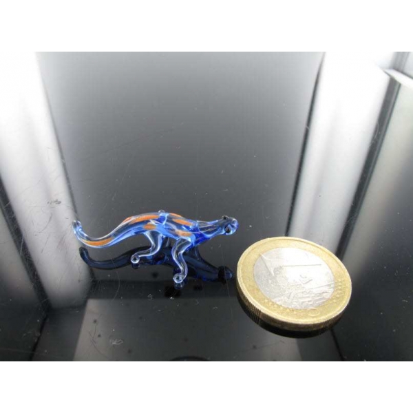 Gecko mini Blau Orange Figur aus Glas Salamander Lizard Glücksbringer Setzkasten 1 - Glasfigur-k-11