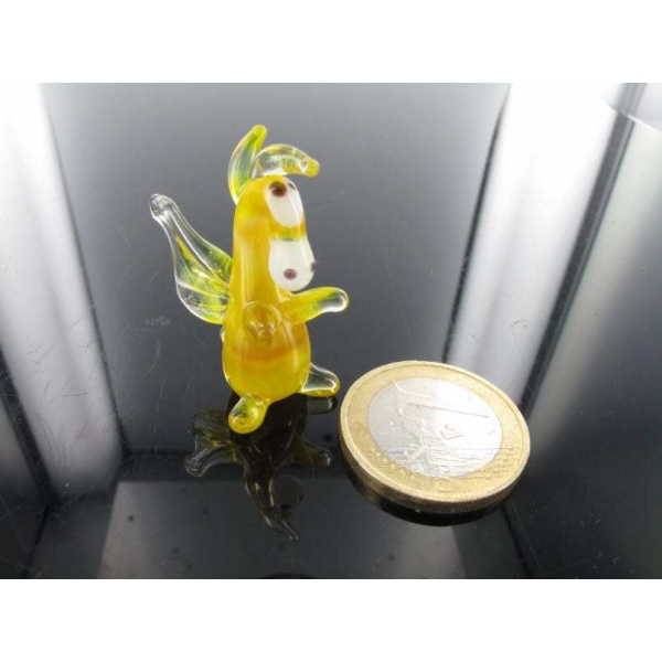 Drache mini gelb 8-Glastier -k-11 Miniatur Drachen Glas Figur Setzkasten Glücksbringer Vitrine