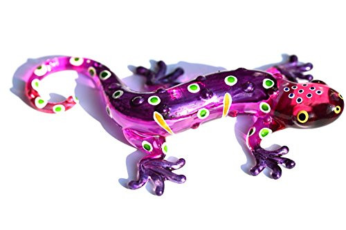 Gecko Pink Violett S - 9 cm Figur aus Glas Salamander Rosa Lila Deko Vitrine Lurch Glasfigur Lizard