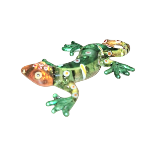 Gecko - Glasfigur Glastier - grün/goldgelb - S