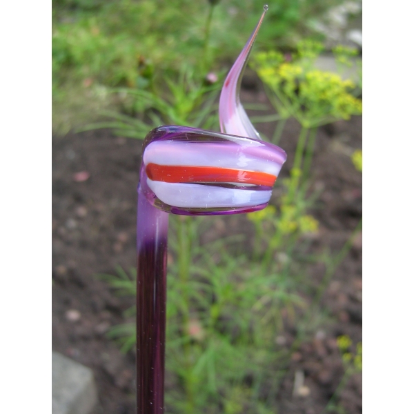 Orchideenstab Streifen Violett Weiß Rot v 31 - Glas Blumenstab Rankhilfe 40 cm Blütenstütze