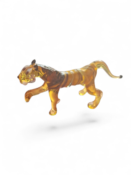 Edle Glasfigur " Tiger " Handgefertigte Dekofigur aus Glas