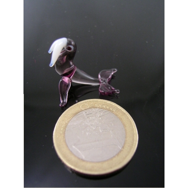 Walross Violett - Miniatur Glasfigur Robbe - Glastier Seelöwe Mini Glas Figur Setzkasten Deko