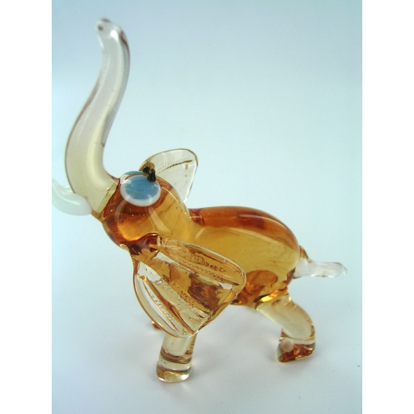 Elefant mini braun - Miniatur Figur Glas Deko Setzkasten Glasfigur-Glasfiguren