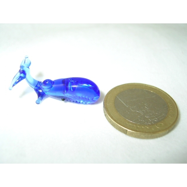 Wal Blau Mini - Miniatur k-4 Blauwal Glasfigur Mini Glas Figur Setzkasten Deko