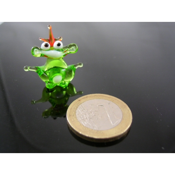 Froschkönig mini Grün - Miniatur Glasfigur Deko Setzkasten Vitrine
