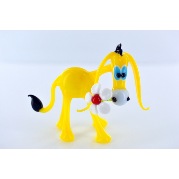 Esel mit Blume Gelb-Glasfigur-Glasfiguren-b1-6-7