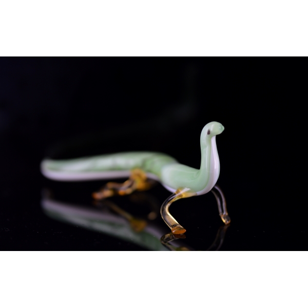 Gecko 2 - Jadefarben mit Streifen Glastier Deko Salamander Lurch