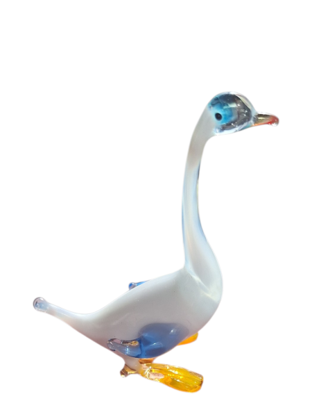 Glas Schwan Figur - dekorative Tierfigur aus Glas - handgefertigte Glasfigur