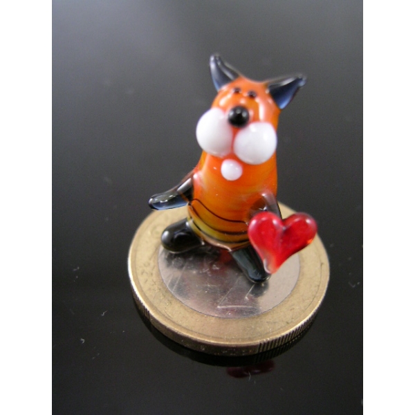 Katze mini mit Herz 2 -Glasfigur-k-6