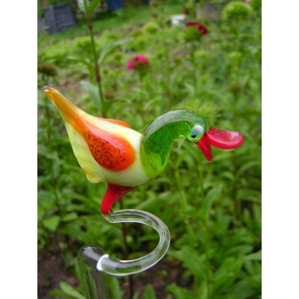 Ente Orchideenstab - Blumenstab mit Figur Glas Rankhilfe Blütenstütze 43 cm