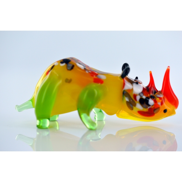 Nashorn Gelb - Rhinozeros Glasfigur - Glastier