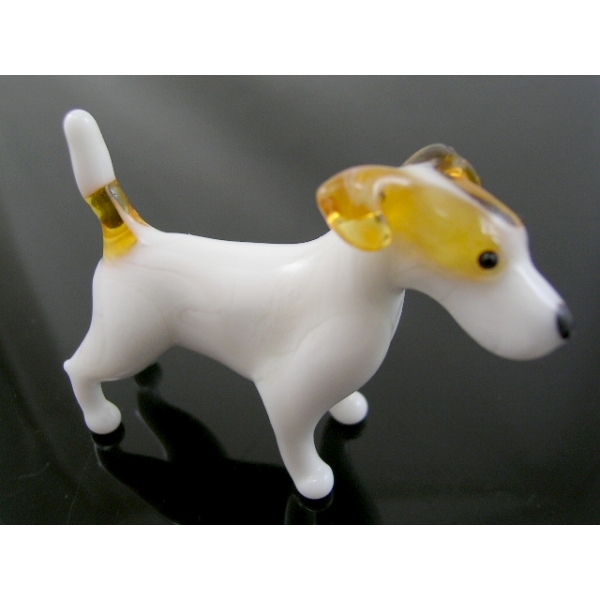 Hund-Dog-Jack Russel Terrier -b8-3-12-Glasfigur - Glas Figur Deko Setzkasten Vitrine Sammler
