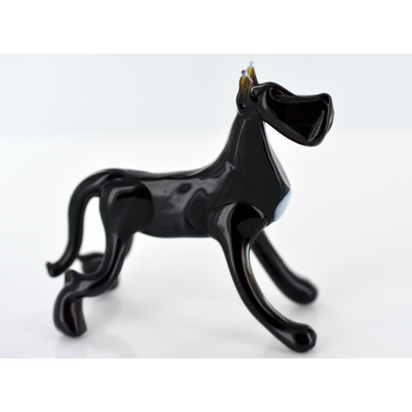 Deutsche Dogge Schwarz- Glasfigur 9 x 4 x 9 cm - Glastier