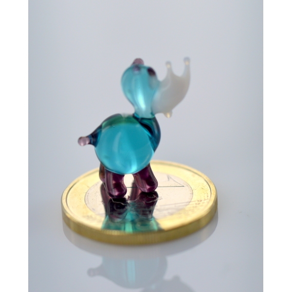 Nashorn Rhinozeros mini - blau, violett - Glasfigur