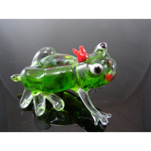 Froschkönig Figur Glas Grün Glücksbringer Deko Setzkasten Geschenk