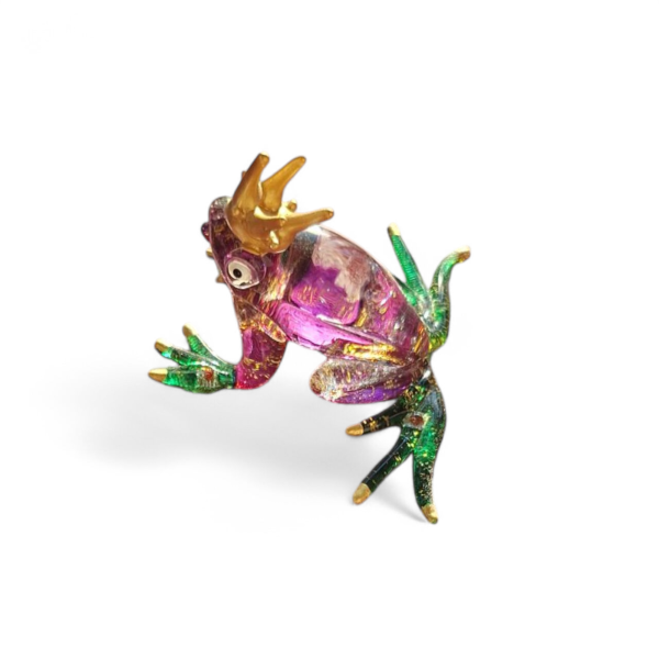 Froschkönig Lila, Grün & Gold - Glasfigur