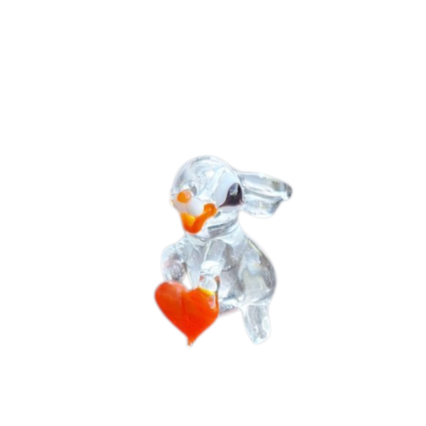 Glasfigur " Hase mit Herz " Handgefertigt, Liebevolles Geschenk