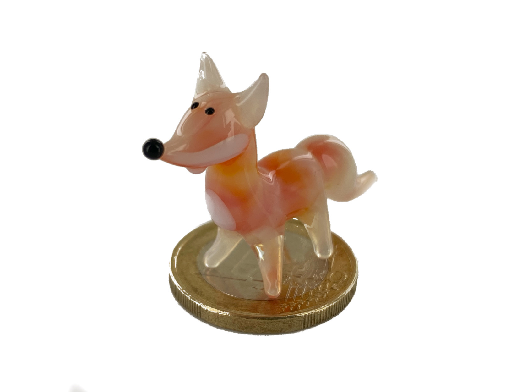 Glasfiguren Setzkasten - Figur Orange Fuchs Stehend | - Rot Rot Glas Vitrine Mini Miniatur aus Bastick Deko