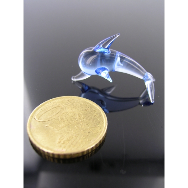 Delfin mini 2-Glasfigur-k-5 Miniatur Eisblau Delphin Glücksbringer Deko Setzkasten
