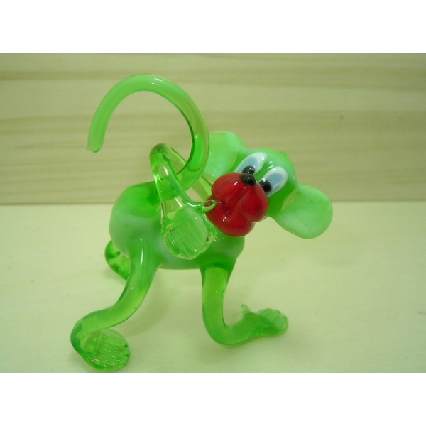 Affe grün Figur aus Glas Deko Setzkasten Vitrine