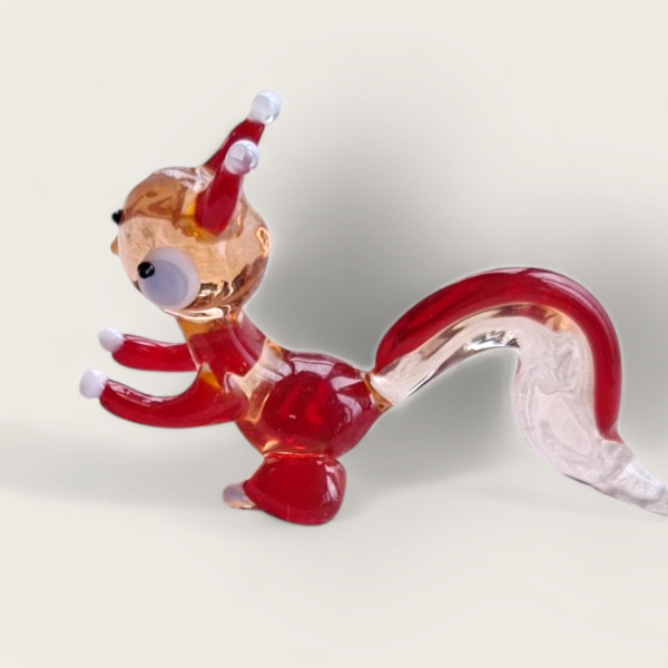Handgefertigtes Glas - Eichhörnchen / Rote Glaskunst Tierfigur