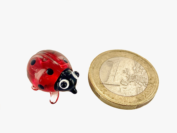 Marienkäfer Mini Rot Schwarz - Miniatur Figur aus Glas - Deko Setzkasten Vitrine Glücksbringer Ladyb