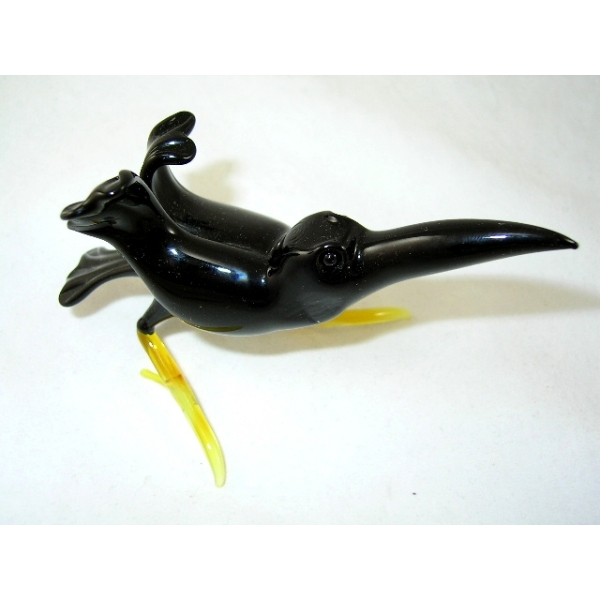 Rabe Schwarz - Glastier Figur aus Glas Schwarzer Vogel Deko Vitrineb9-1-4