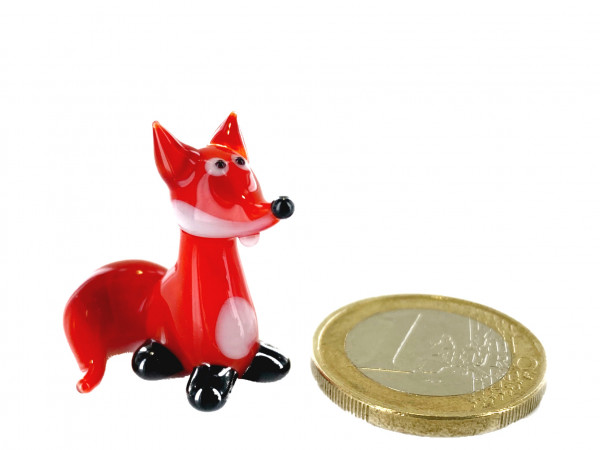 Fuchs Mini Rot - Glasfigur - Miniatur Figur Glas - Deko Setzkasten Vitrine