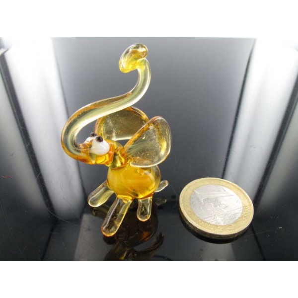 Elefant mini gelb Miniatur Figur Glas Deko Setzkasten 5-Glastier-k-3