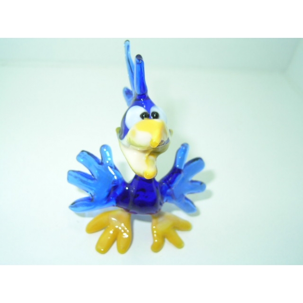 Rabe blau - Glastier Figur aus Glas Blauer Vogel Deko Vitrine