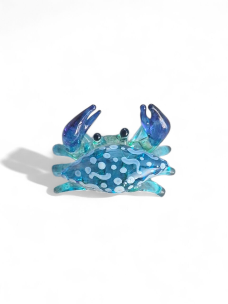 Taschenkrebs handgefertigte Glasfigur - Blauer Miniatur -Krebs