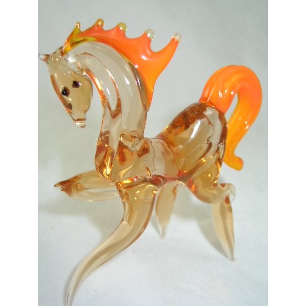 Pferd mit oranger Mähne - Glasfigur - Glastier - B6-3-1