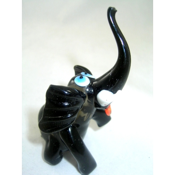 Elefant schwarz -Glasfigur-Glastier- Glasfiguren-10-23