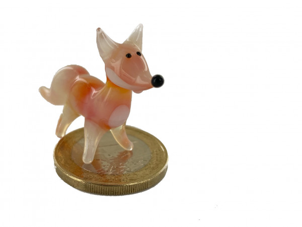 Fuchs Mini Rot Orange Stehend - Füchsin - Miniatur Figur aus Glas - Deko Setzkasten Vitrine