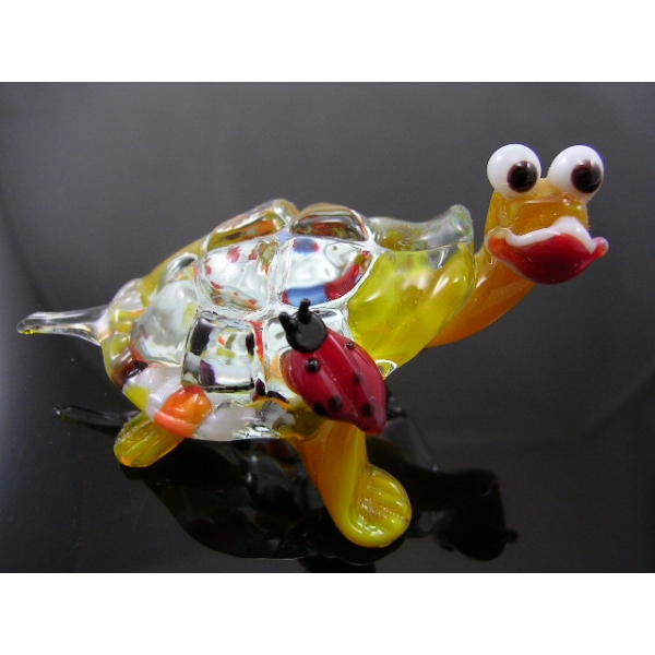 Schildkröte Braun - Glas Figur Deko Setzkasten Vitrine Turtle Glasfigur