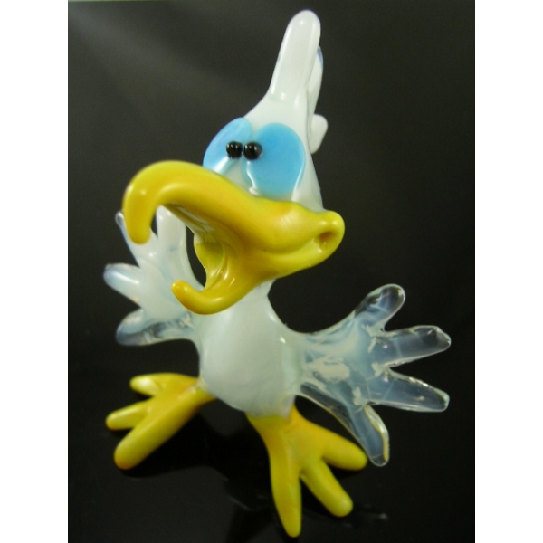 Rabe weiss- Figur aus Glas Weisser Vogel Glasfigur-Glasfiguren-b10-14-1