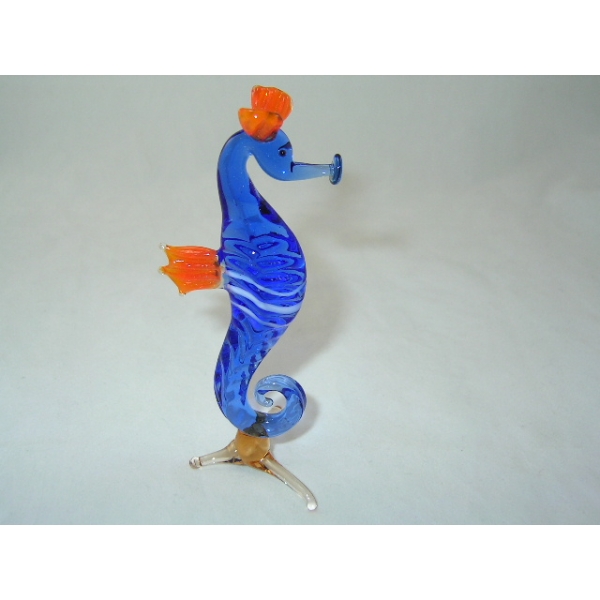 Seepferd-2-14 - Glastier Glas - Blaus Figur Seepferdchen Deko Setzkasten Vitrine