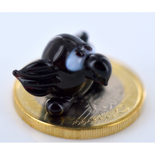 Rabe Mini Schwarz - Glasfigur Miniatur Figur aus Glas schwarzer Rabe Deko