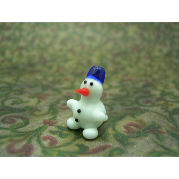 Schneemann mini_mit Eimer- Glasfigur Miniatur Glas Figur Glücksbringer Deko Setzkasten