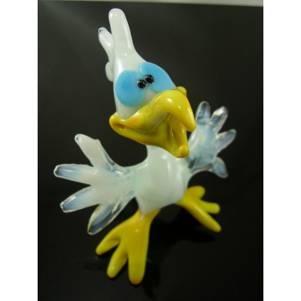 Rabe weiss- Figur aus Glas Weisser Vogel Glasfigur-Glasfiguren-b10-14-1