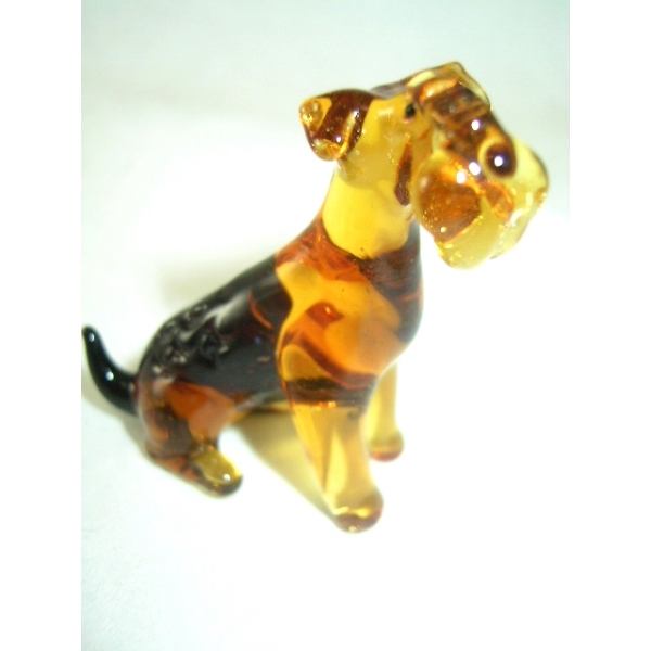 Hund-Dog-Rassenhund Airedale Terrier Glasfigur-b8-2-2 - Glas Figur Deko Setzkasten Vitrine Sammler