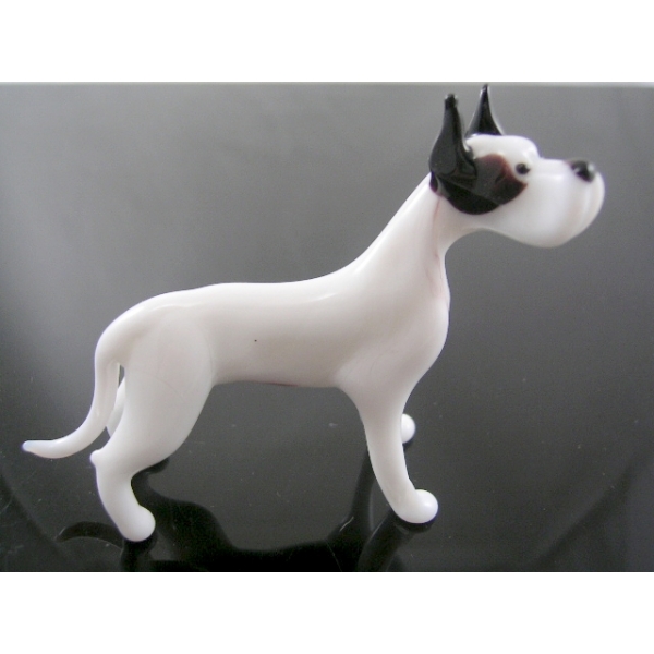 Hund-Rassehund -Deutsche Dogge -b8-9-5 - Glas Figur Deko Setzkasten Vitrine Sammler Dogge