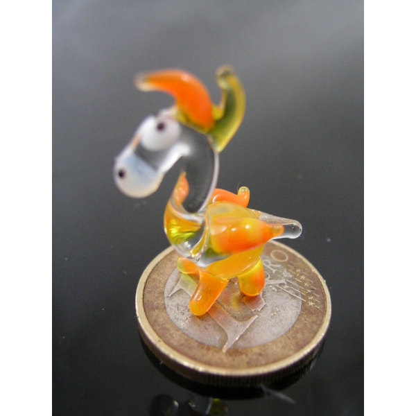 Drache mini -Glastier-Glasfigur-k-2-gelb 2 Miniatur Drachen Glas Figur Setzkasten Glücksbringer Vit