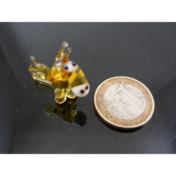 Drache gelb Mini - Miniatur Figur Glas Drachen Setzkasten Glücksbringer k-2