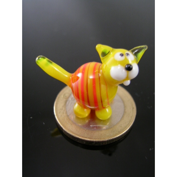 Katze mini gelb-rot -Glasfigur-k-6