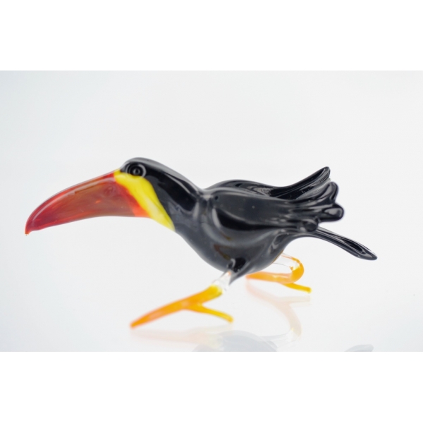 Vogel-Tukan schwarz-Glasfigur