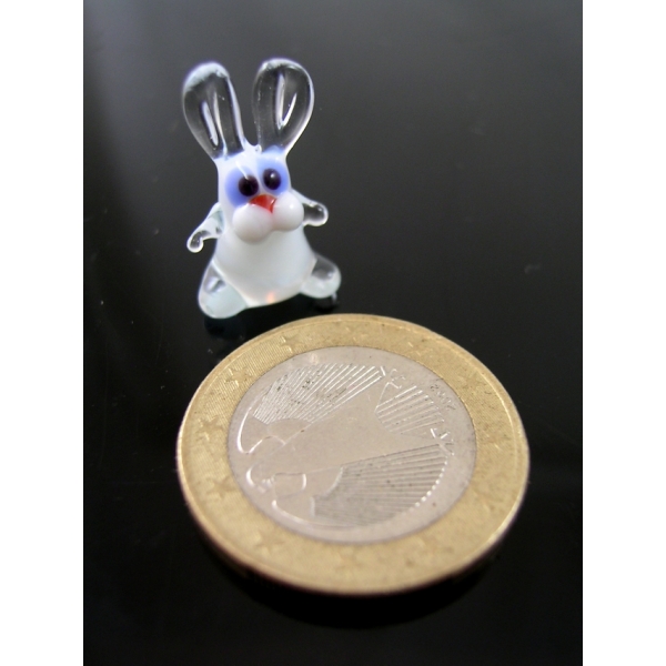 Hase 4 mini -Glastier-Glasfiguren-k-9 Weiß Miniatur Glas Figur Kaninchen Setzkasten Glücksbringer Hä